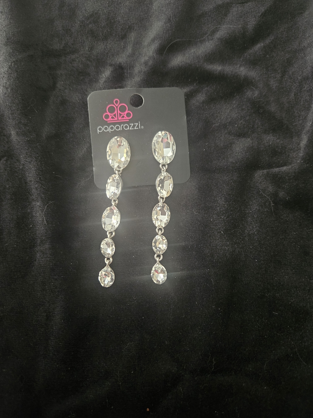 paparazzi Clear Crystal Cascade Drop Earrings - Silver Accents